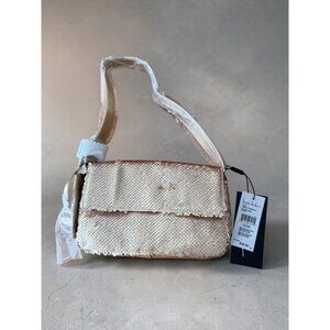 NICOLE MILLER Gold Pink Reversible Sequin Shoulder Bag NEW NWT